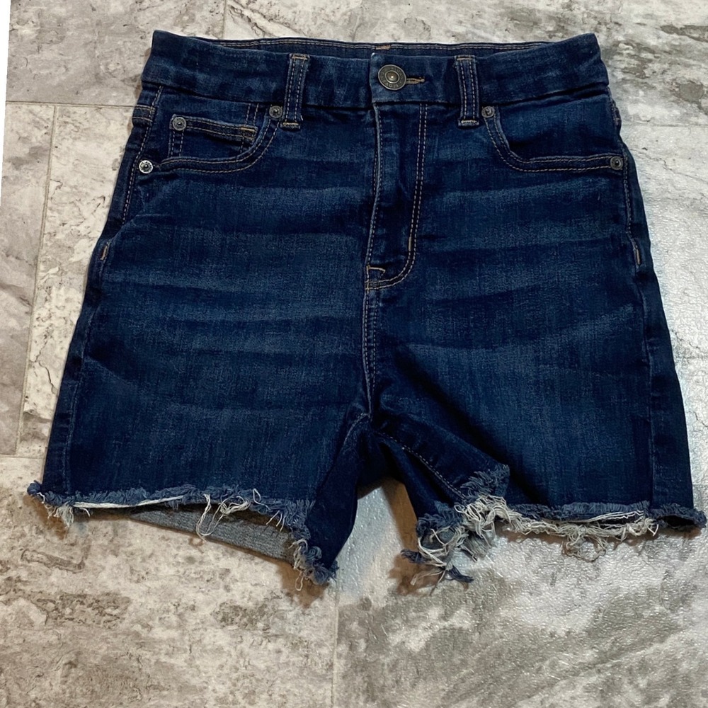 American Eagle Women's High Rise Dark Wash Next Level Stretch Denim Shorts Sz 0
